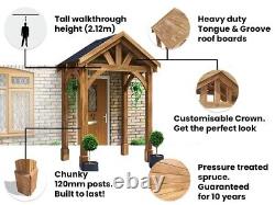 Wooden Porch Canopy 2m x 1.5m Door Shelter Kit Thunderdam Full Height 4 Post